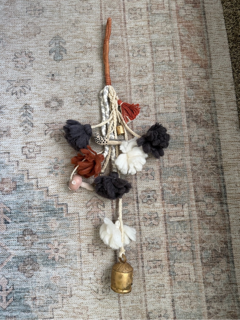 Decorative Tassel Charm in Cream, Rust & Charcoal from Anthropologie